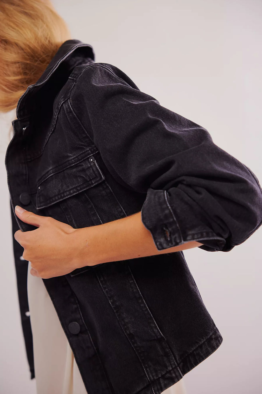 Free People Jade Denim Jacket - Washed Black