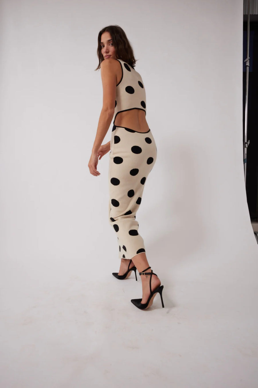 The Wolf Gang Mira Knit Maxi Dress - Creme Spot