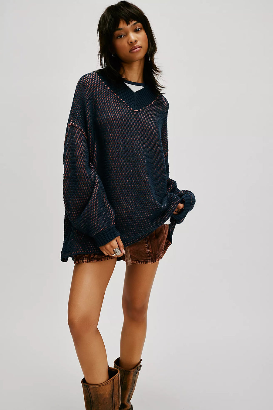 Free People Maisie Sweater - Midnight Cedar Combo