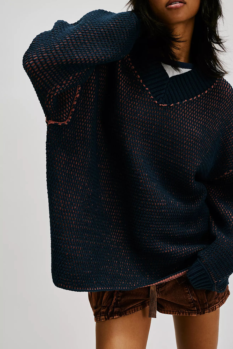 Free People Maisie Sweater - Midnight Cedar Combo