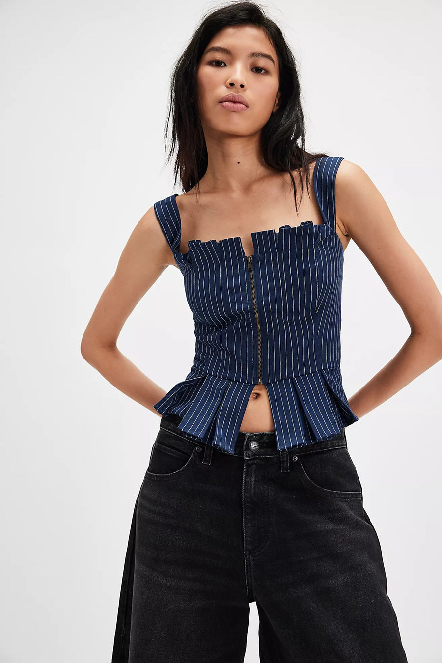 Free People Hold You Close Corset - Blue Combo