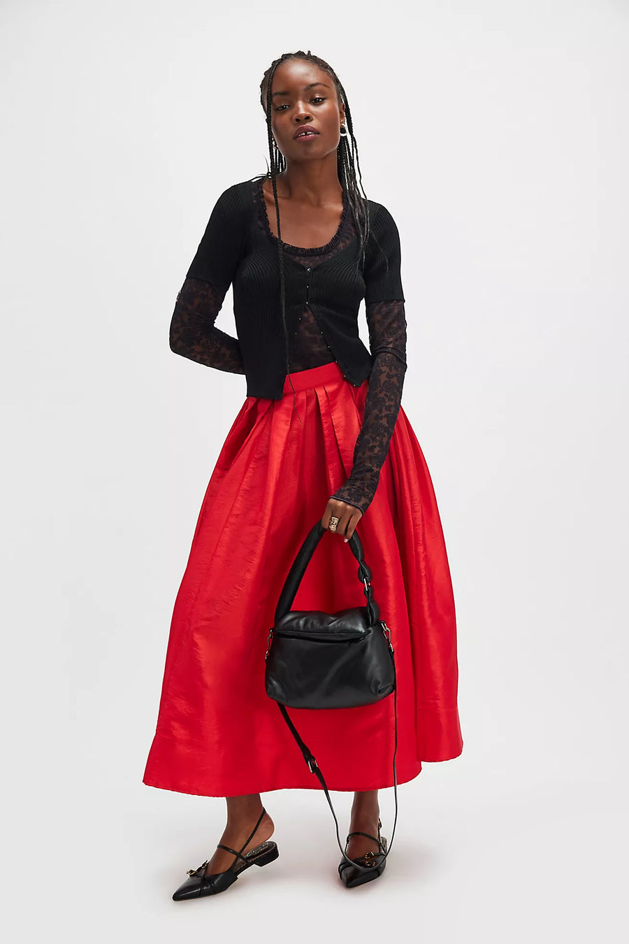 Free People Emilia Full Skirt - High Risk Red