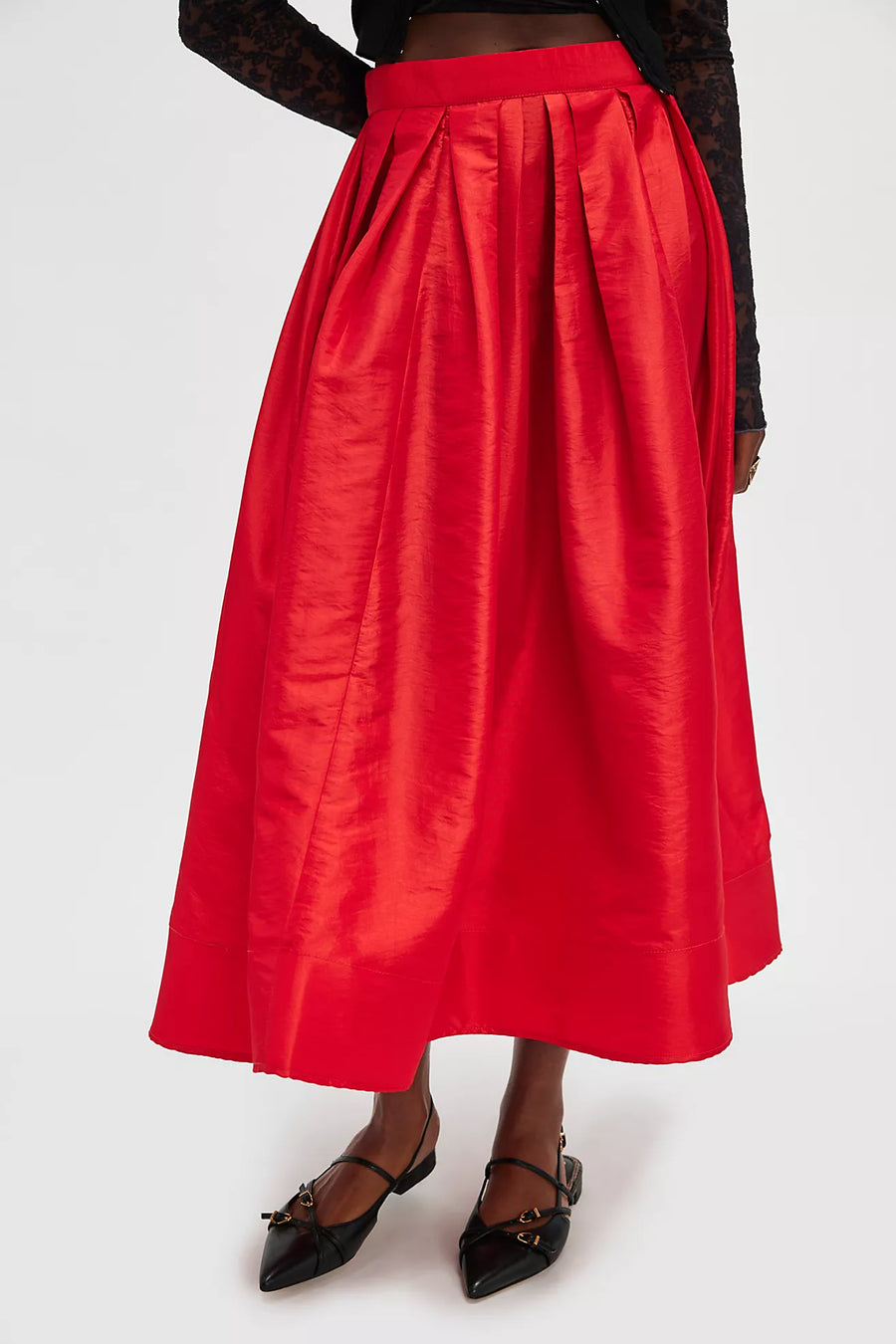 Free People Emilia Full Skirt - High Risk Red