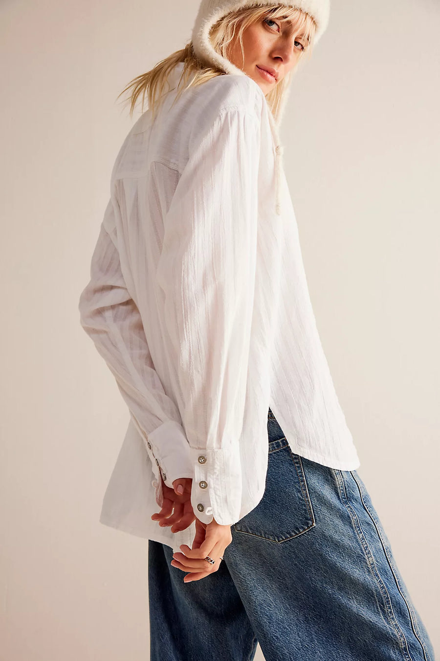 Free People Tuxy Vibes Shirt - Optic White