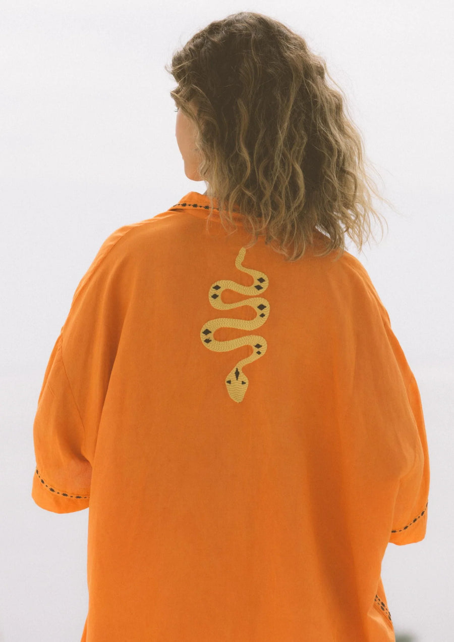 Kinga Csilla Token Embroidered Shirt - Orange