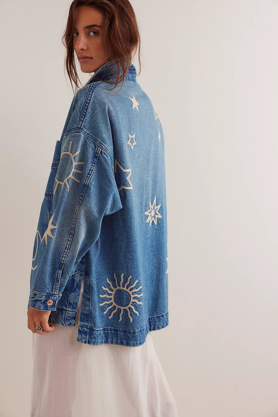 Free People Madison City Embroidered Jacket - Skyway Blues