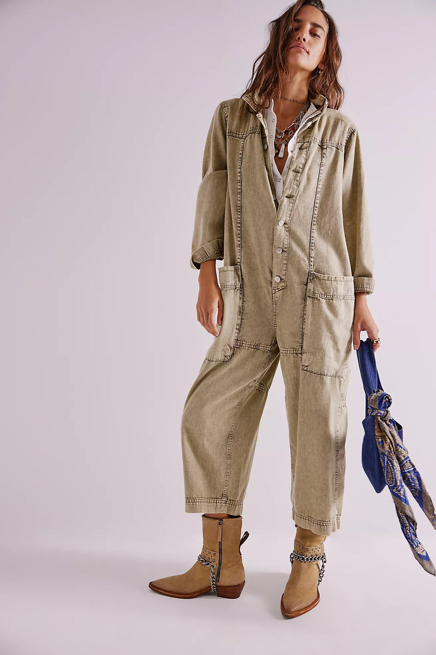 Free People Margarita Jumpsuit - Calliste Green