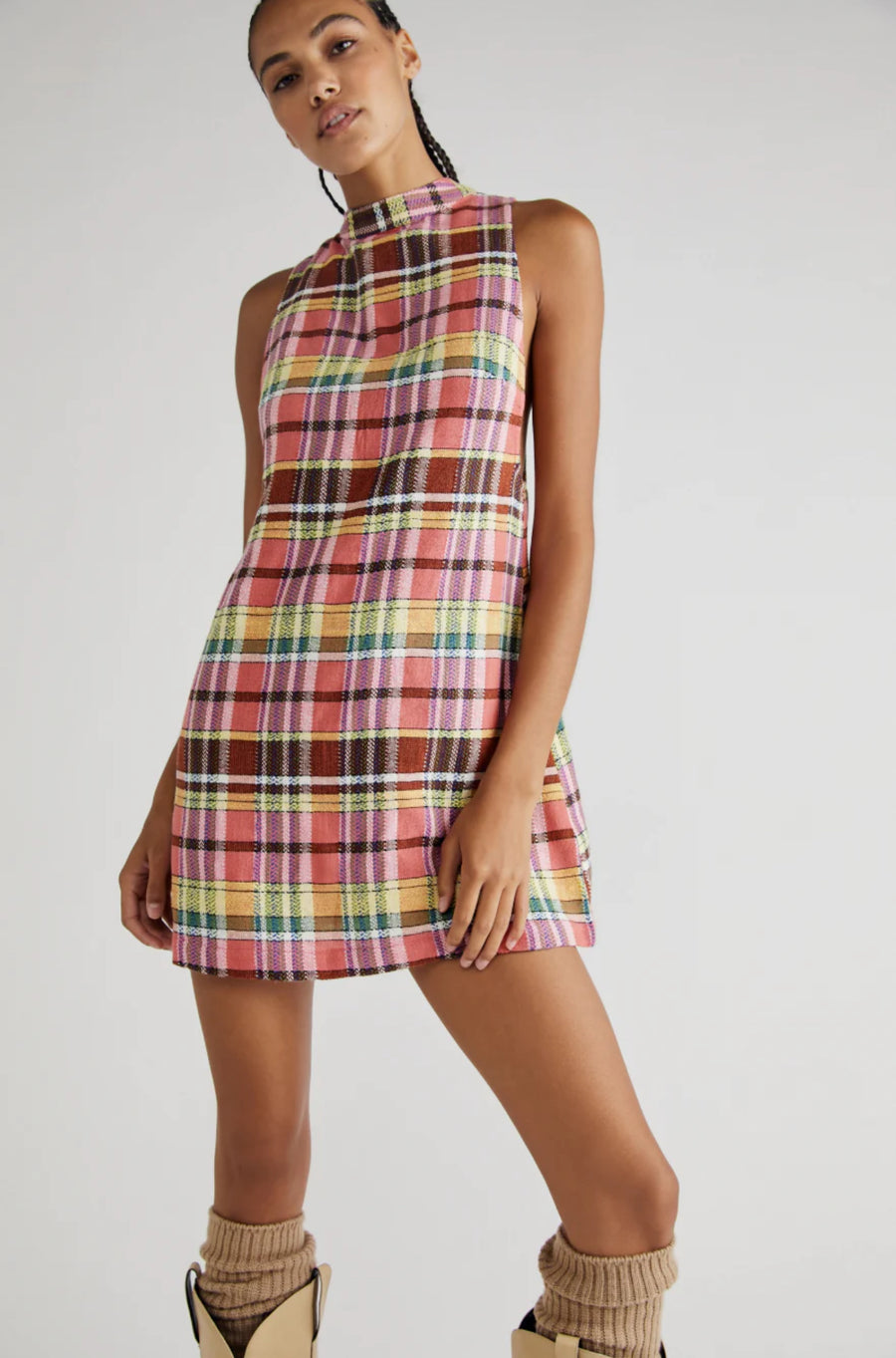 Free People Walk The Walk Plaid Mini - Retro Combo