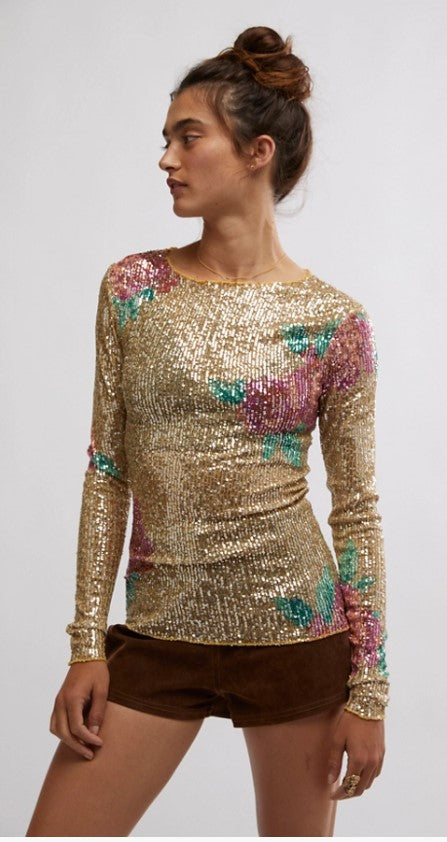 Free People Printed Gold Rush L/S - Champagne Combo