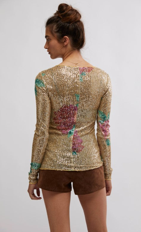 Free People Printed Gold Rush L/S - Champagne Combo