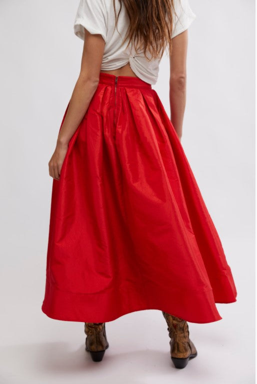 Free People Emilia Full Skirt - High Risk Red