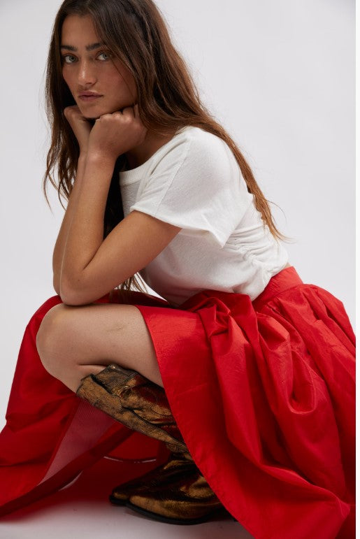 Free People Emilia Full Skirt - High Risk Red