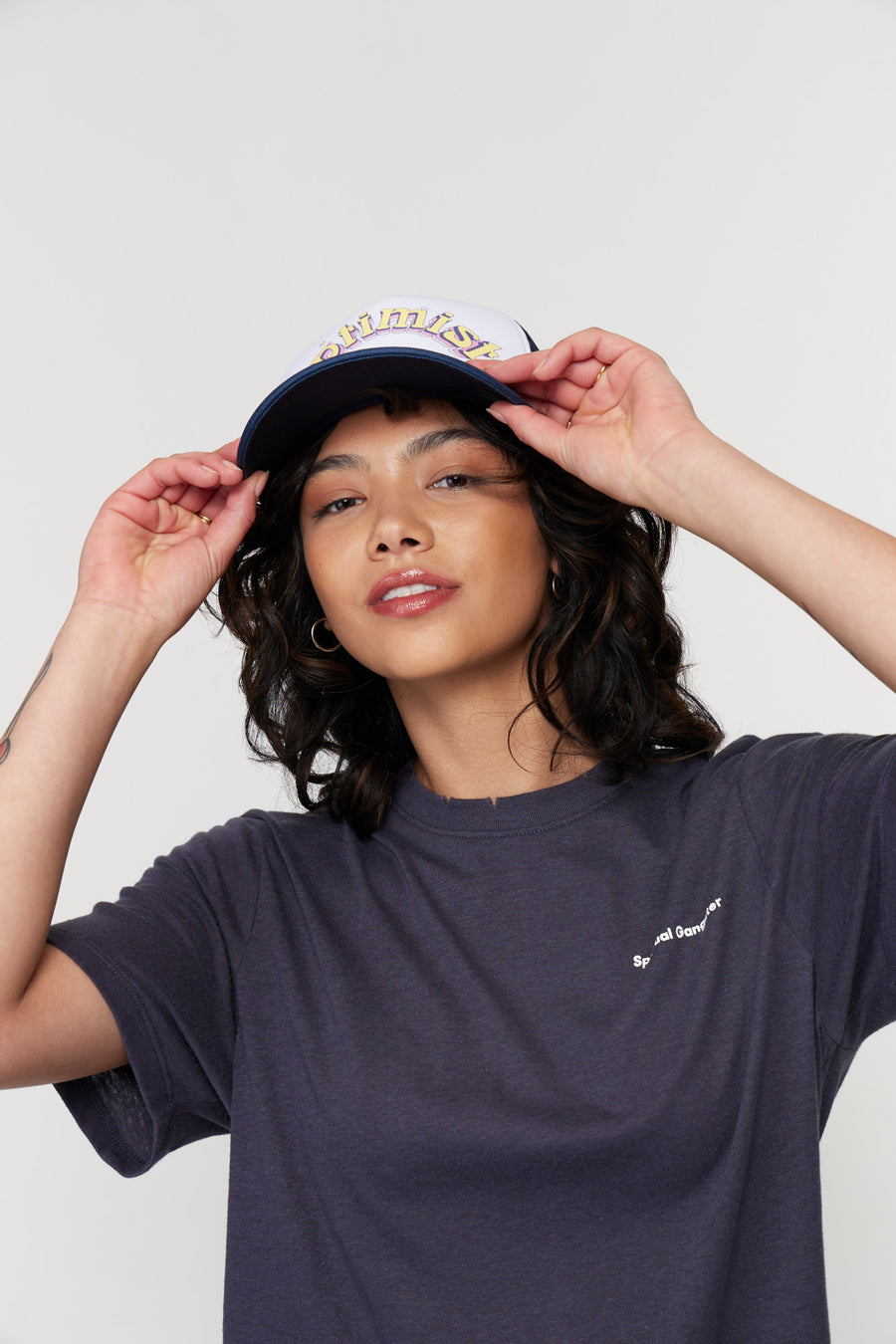 Free People Optimist Trucker Hat - White/Space Blue